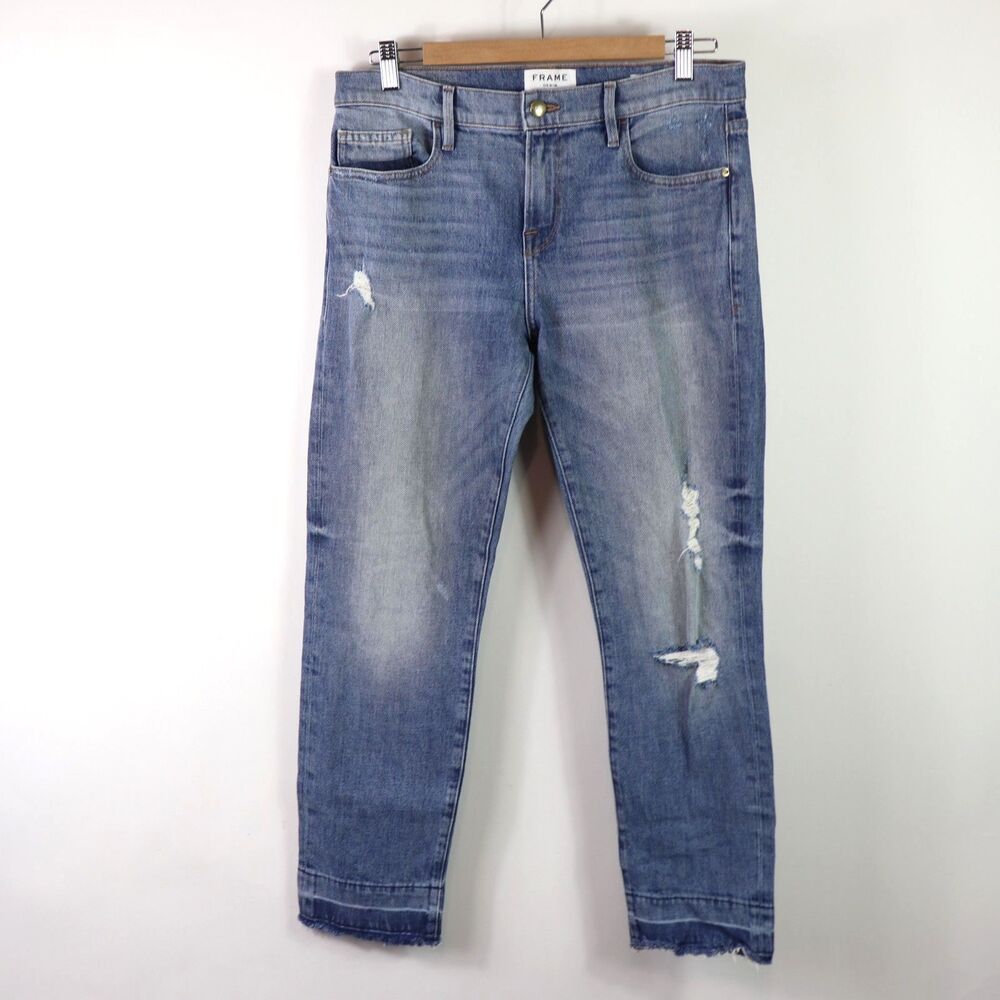 Frame Denim Le Boy Raw Hem Boyfriend Distressed Jeans 29